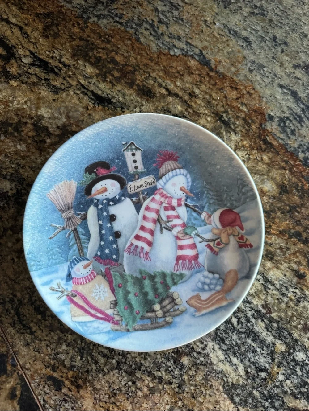 At Home America Snowman 3-Piece Plate Set